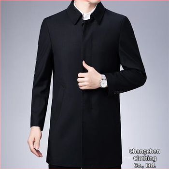 Pánsky kabát strednej dĺžky, voľnočasový štýl, golier Turn-down, zapínanie na jeden rad, materiál Modal s králičou srsťou