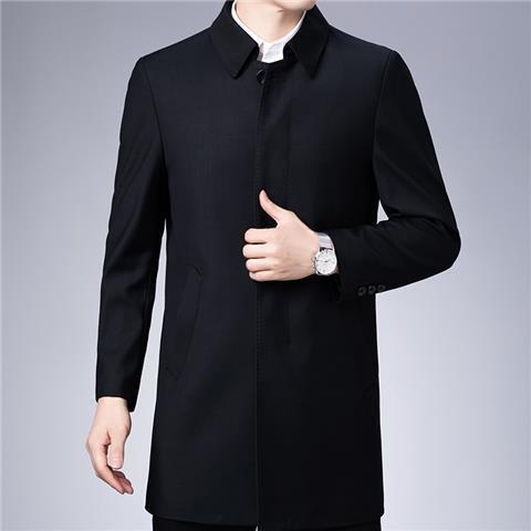 Pánsky kabát strednej dĺžky, voľnočasový štýl, golier Turn-down, zapínanie na jeden rad, materiál Modal s králičou srsťou