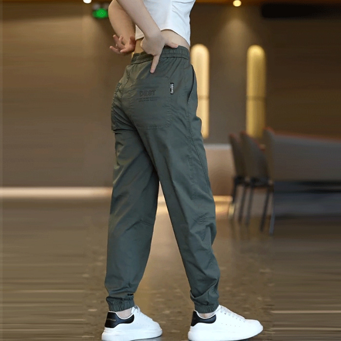 Muške casual jogger hlače s elastičnim pojasom, skraćeni ravni kroj, otisak, visoka elastičnost, bambus vlakno.