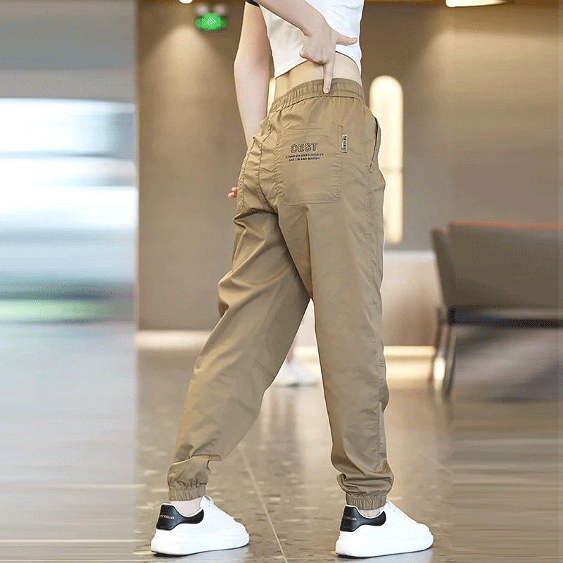 Muške casual jogger hlače s elastičnim pojasom, skraćeni ravni kroj, otisak, visoka elastičnost, bambus vlakno.