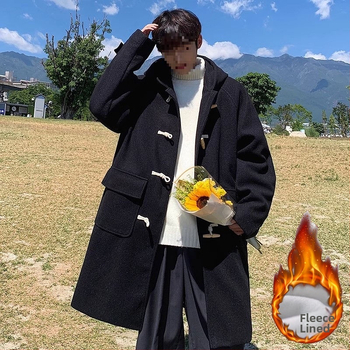 Kabát s kapucňou z corduroy, voľný strih, hrubý materiál, kórejský štýl