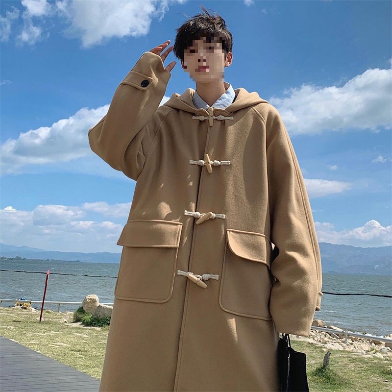 Kabát s kapucňou z corduroy, voľný strih, hrubý materiál, kórejský štýl