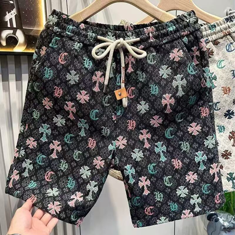 Muške kratke hlače ravnog kroja, elastični pojas, korejskog stila, srednje dužine, 100% poliester