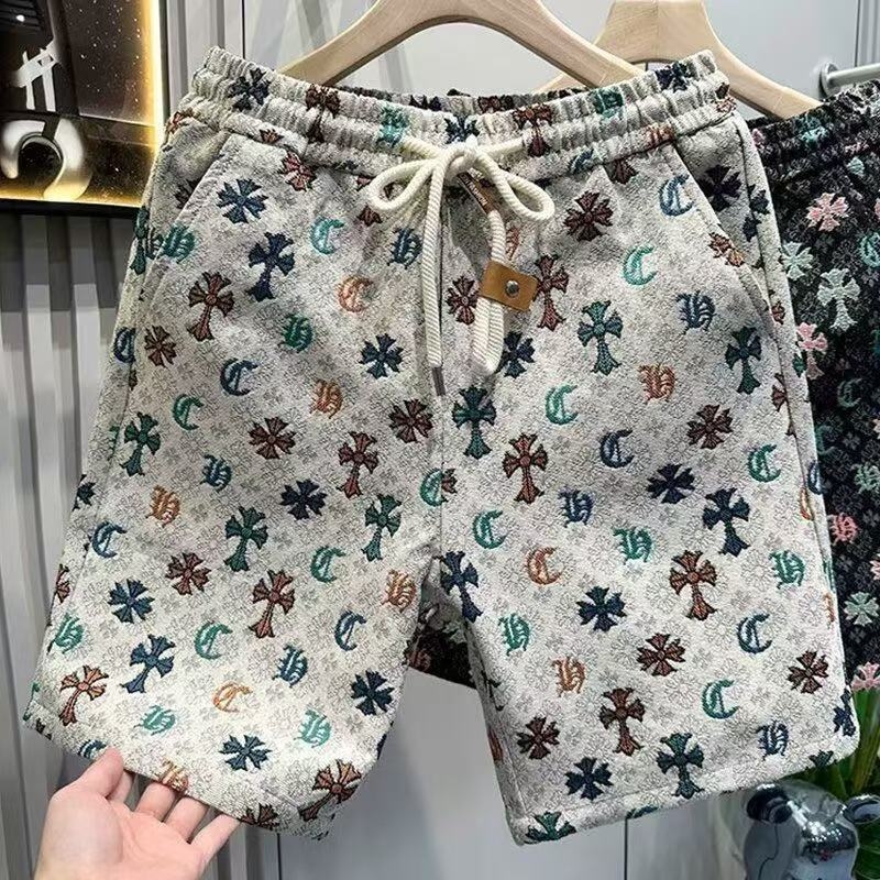 Muške kratke hlače ravnog kroja, elastični pojas, korejskog stila, srednje dužine, 100% poliester