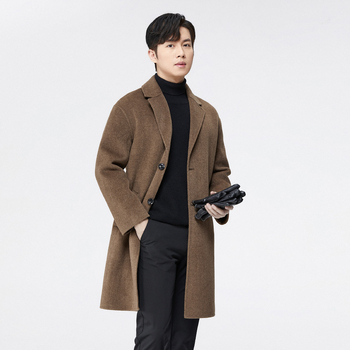 Pánsky kabát v kórejskom štýle, voľný strih, jednoprsné zapínanie, bez opasku, 100% vlna