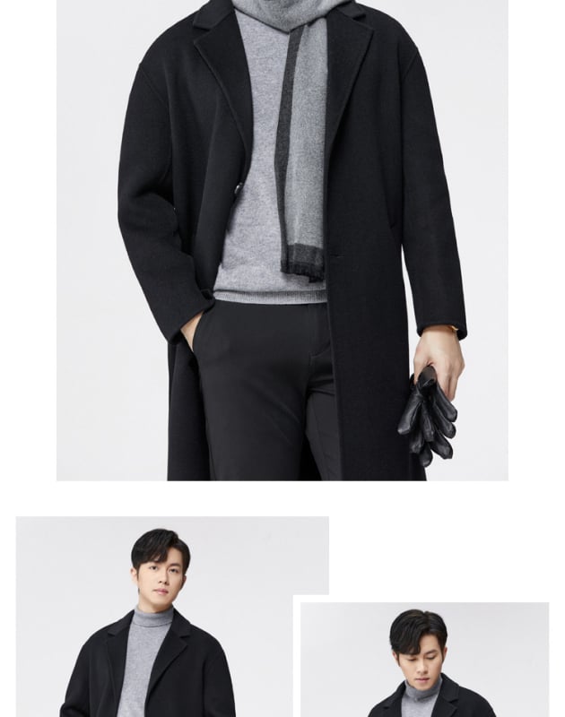 Pánsky kabát v kórejskom štýle, voľný strih, jednoprsné zapínanie, bez opasku, 100% vlna