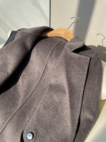 Мъжко палто от вълна, минималистичен стил, свободна кройка, 70% вълна, зима