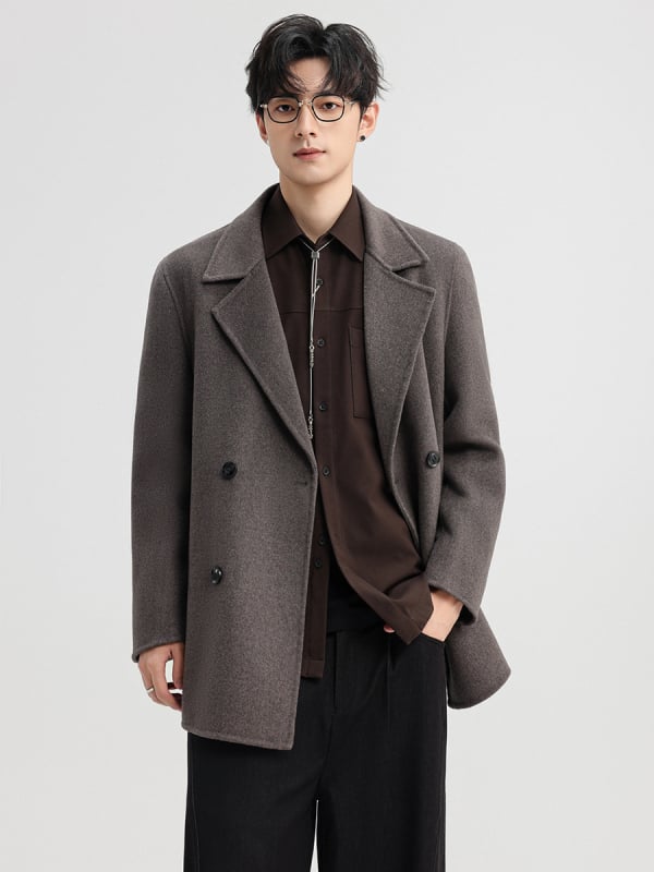 Ανδρικό παλτό από μαλλί, μινιμαλιστικό στυλ, χαλαρή γραμμή, 70% μαλλί, χειμώνας