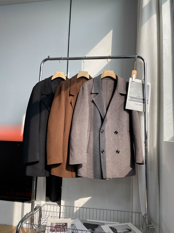 Мъжко палто от вълна, минималистичен стил, свободна кройка, 70% вълна, зима