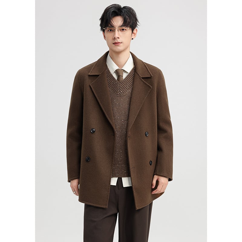 Мъжко палто от вълна, минималистичен стил, свободна кройка, 70% вълна, зима