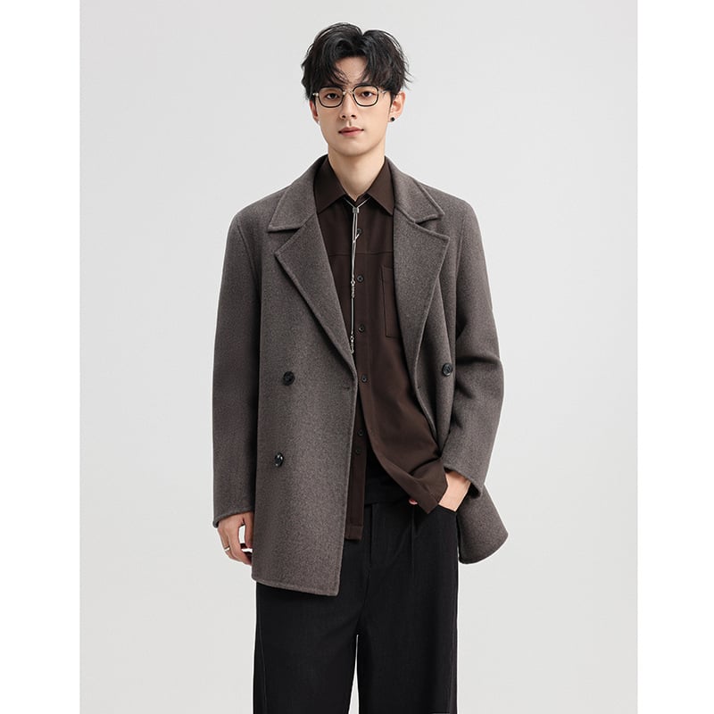 Мъжко палто от вълна, минималистичен стил, свободна кройка, 70% вълна, зима