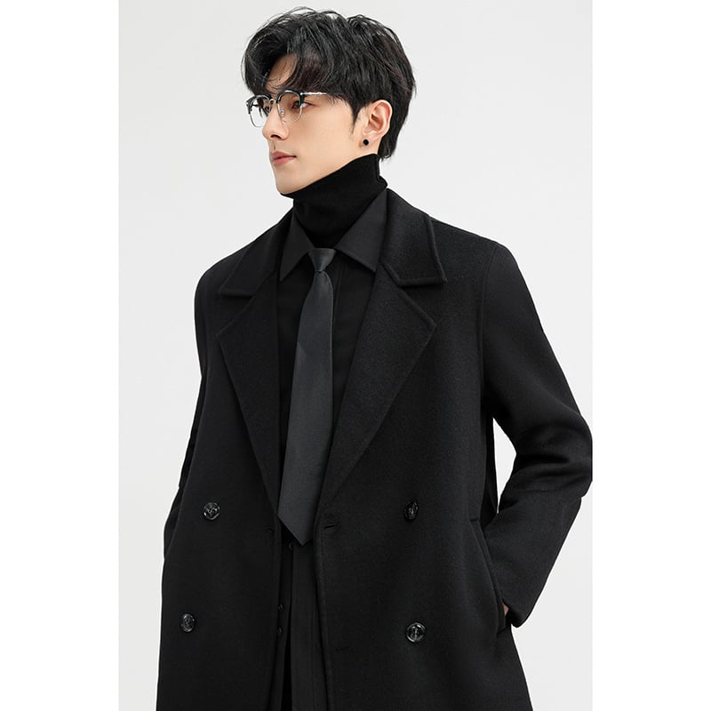 Мъжко палто от вълна, минималистичен стил, свободна кройка, 70% вълна, зима