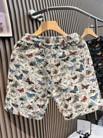 Muške šorceve za plažu s motivom leptira, široko ravni kroj, urbani stil (100% poliester, mikroelastičnost, kratke hlače, ljeto)
