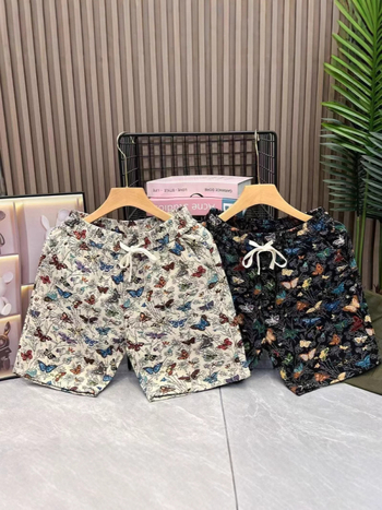 Muške šorceve za plažu s motivom leptira, široko ravni kroj, urbani stil (100% poliester, mikroelastičnost, kratke hlače, ljeto)