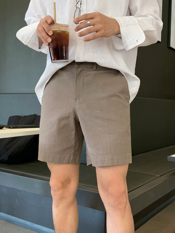 Pánske plážové šortky, kórejský štýl, jednofarebné, 100% polyester, mikroelastickosť, detaily vreciek