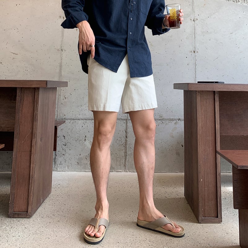 Pánske plážové šortky, kórejský štýl, jednofarebné, 100% polyester, mikroelastickosť, detaily vreciek