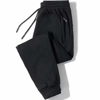 Pánske športové nohavice z bavlneného zmesi, voľný strih, stredne vysoký pás, na šnúrku, rovné nohavice
