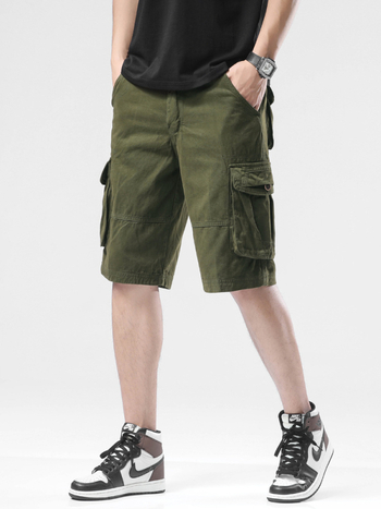 Pánske letné cargo šortky, voľný strih, s viacerými vreckami, bavlneno-elastánová zmes (97% bavlna, 3% elastán)