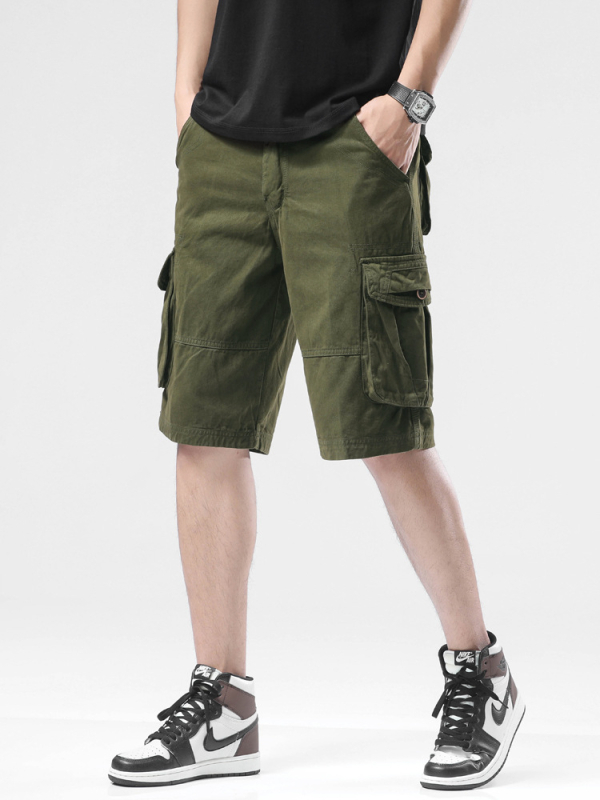 Pánske letné cargo šortky, voľný strih, s viacerými vreckami, bavlneno-elastánová zmes (97% bavlna, 3% elastán)