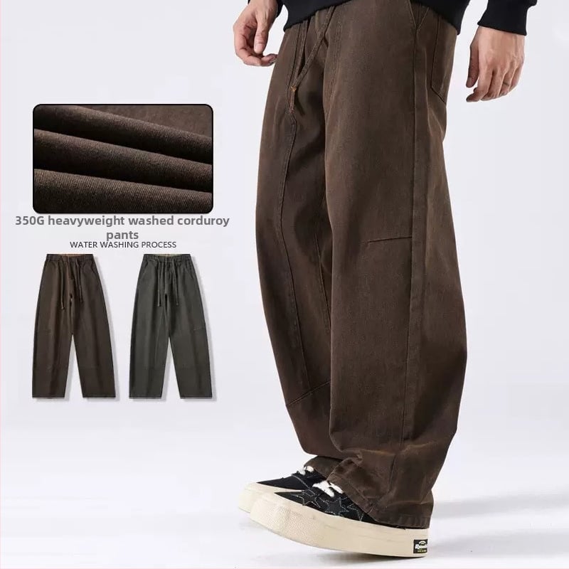 Pantaloni casual bărbați drepti, talie înaltă, fermoar, bumbac, stil scimitar
