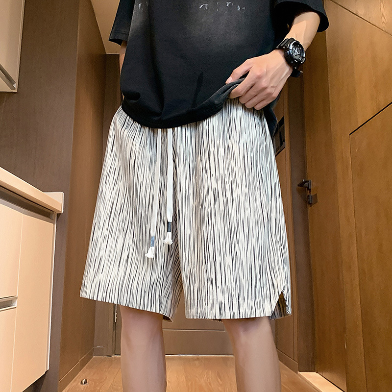 Letné textúrované plážové šortky pre mužov, voľnočasový športový štýl, zmes polyesteru a spandexu, rovný strih