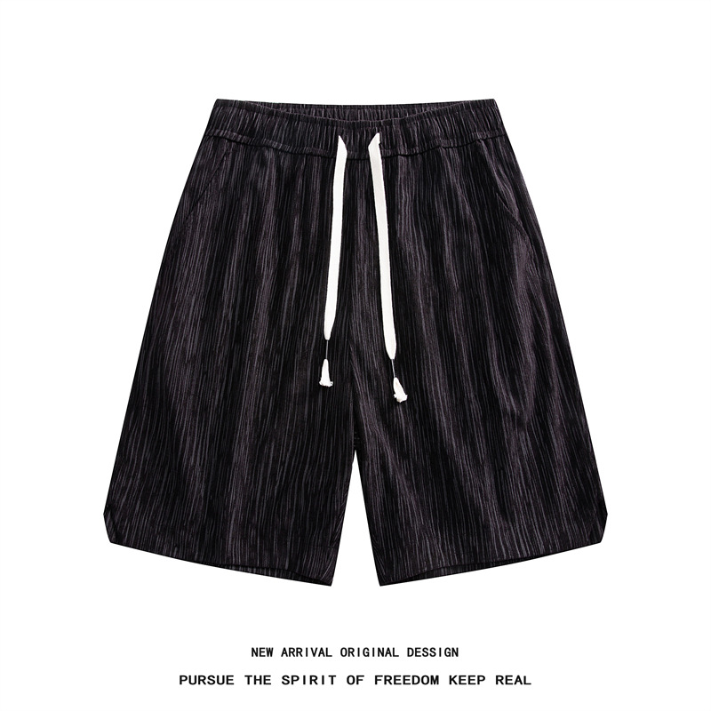 Letné textúrované plážové šortky pre mužov, voľnočasový športový štýl, zmes polyesteru a spandexu, rovný strih