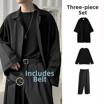 Mužský windbreaker trojčlenný set, kórejská verzia, stojací golier, jednoredové zapínanie, tenký štýl, modalová látka, podšívka 81-90%, jarný 2025 kabát