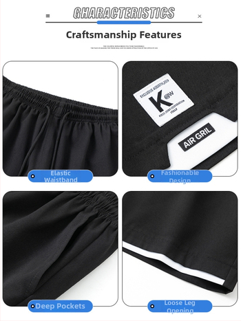 Pánske šortky Ice Silk - 100% polyester, Päťbodová dĺžka, rovný strih, kórejský štýl, leto 2024