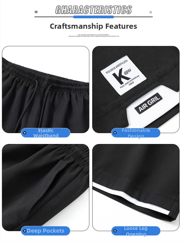 Pánske šortky Ice Silk - 100% polyester, Päťbodová dĺžka, rovný strih, kórejský štýl, leto 2024