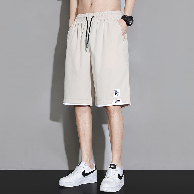 Pánske šortky Ice Silk - 100% polyester, Päťbodová dĺžka, rovný strih, kórejský štýl, leto 2024