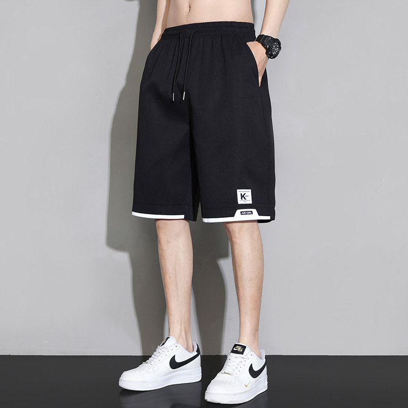 Pánske šortky Ice Silk - 100% polyester, Päťbodová dĺžka, rovný strih, kórejský štýl, leto 2024