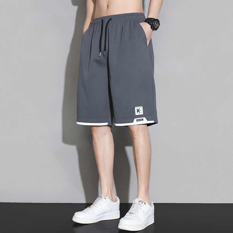 Pánske šortky Ice Silk - 100% polyester, Päťbodová dĺžka, rovný strih, kórejský štýl, leto 2024