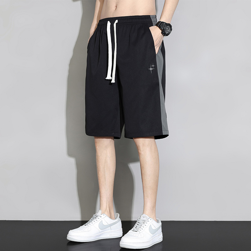 Pánske šortky Ice Silk - 100% polyester, Päťbodová dĺžka, rovný strih, kórejský štýl, leto 2024