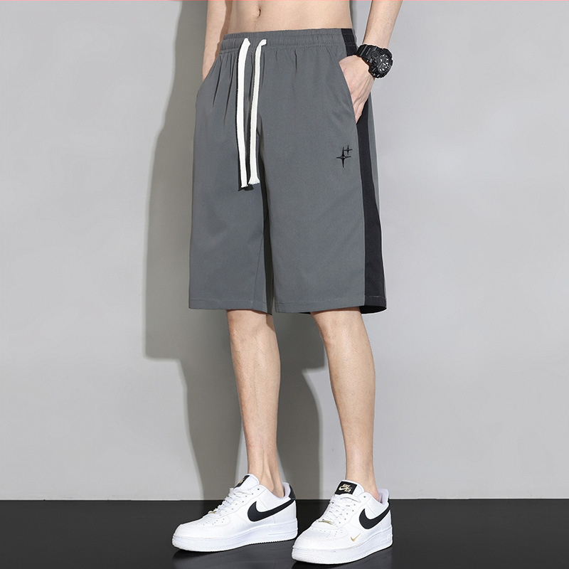 Pánske šortky Ice Silk - 100% polyester, Päťbodová dĺžka, rovný strih, kórejský štýl, leto 2024