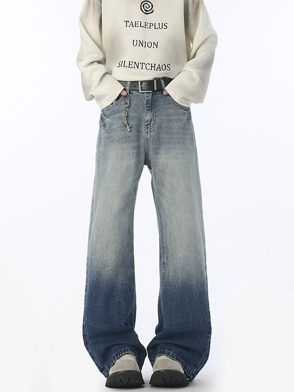 Džíny – stredný pás, rovné nohavice s mikro flare, oprané denim, 70.9% bavlna, 18.4% regenerované vlákna, 10.7% polyester, viac vreciek