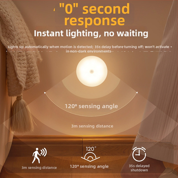 Nočná lampička s pohybovým senzorom, zabudovaná batéria, 5W, CE certifikát, napätie ≤36V