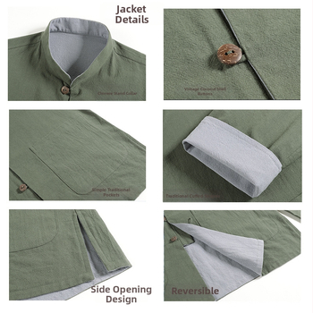 Zhongshan oblek - Retro čínskeho štýlu, 100% bavlna, jesenné denné nosenie pre mužov