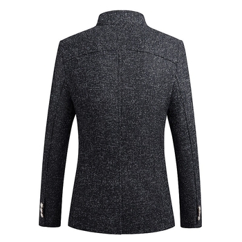 Pánske casual sako z bavlny – Slim-fit, stojatý golier, zapínanie na jeden gomb, dlhé rukávy, jednofarebný vzor