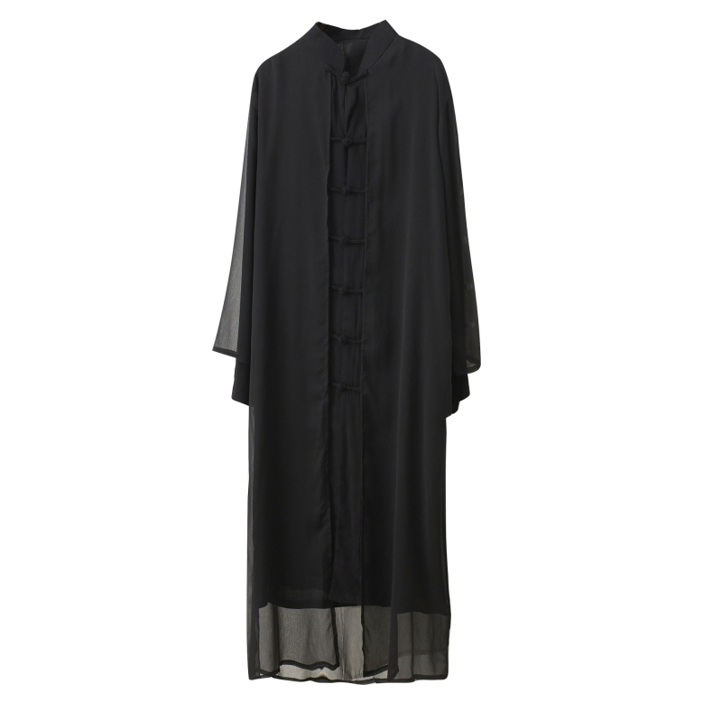 Pánska košeľa v Tang štýle, bavlno-lanový materiál, 7 gombíkov, falošný dvojdielny dizajn, voľnočasové nosenie, 65% bavlna