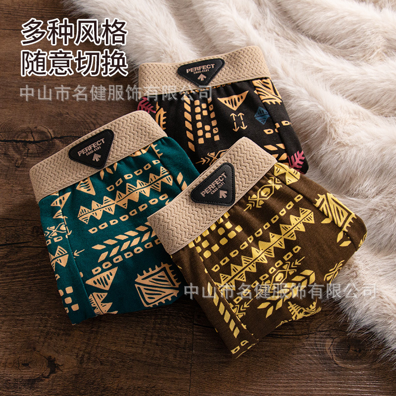 Pánske boxerky z čistej bavlny, vintage etnický štýl, priedušné pohodlie; Hlavný materiál: bavlna 90–95%; Vzory: kamufláž, ovocie, roztrhané kvety; Pás: stredná výška; Pletená tkanina