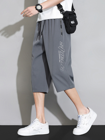 Ice Silk šortky na pláž, voľný strih, rýchloschnúce, letný športovo-uvoľnený štýl (Ice Silk tkanina; skrátená dĺžka; 95% polyester 5% elastán)