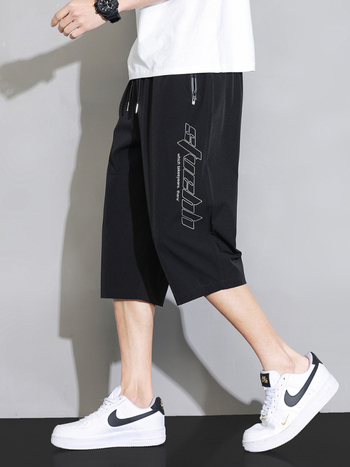 Ice Silk šortky na pláž, voľný strih, rýchloschnúce, letný športovo-uvoľnený štýl (Ice Silk tkanina; skrátená dĺžka; 95% polyester 5% elastán)