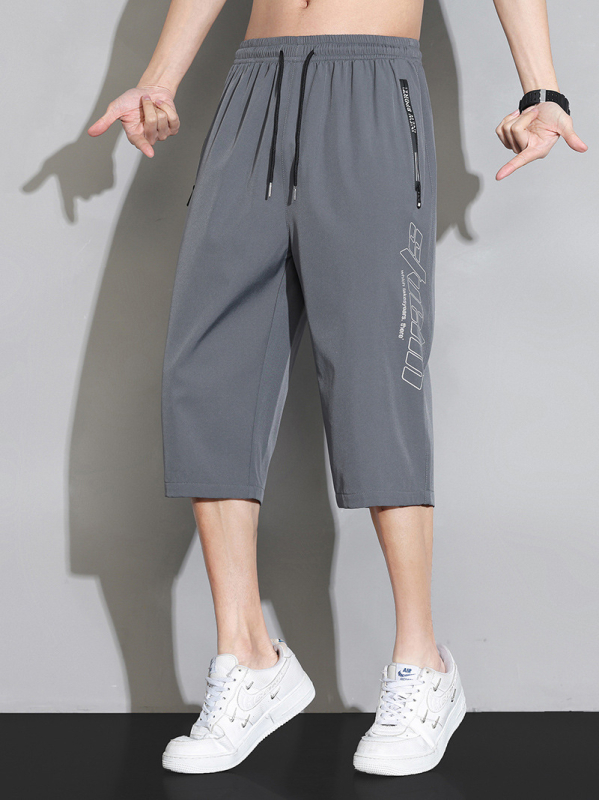 Ice Silk šortky na pláž, voľný strih, rýchloschnúce, letný športovo-uvoľnený štýl (Ice Silk tkanina; skrátená dĺžka; 95% polyester 5% elastán)