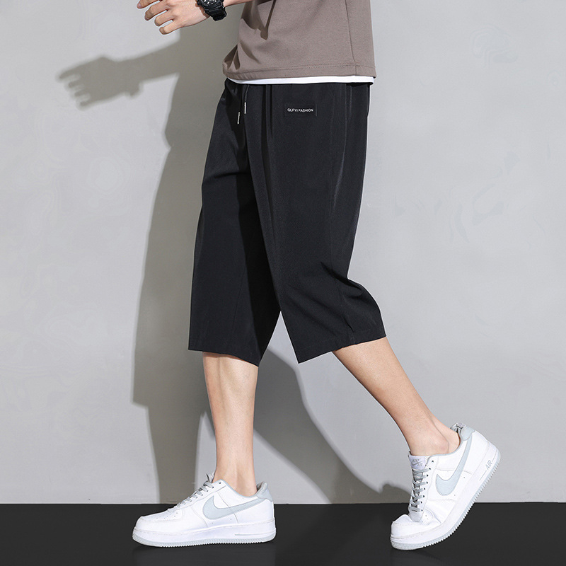 Ice Silk šortky na pláž, voľný strih, rýchloschnúce, letný športovo-uvoľnený štýl (Ice Silk tkanina; skrátená dĺžka; 95% polyester 5% elastán)