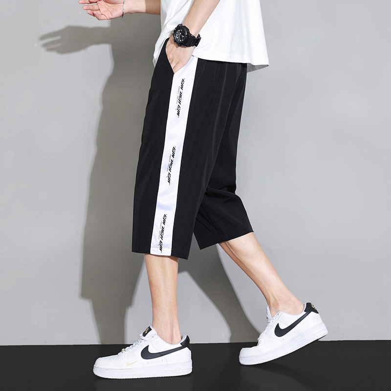 Ice Silk šortky na pláž, voľný strih, rýchloschnúce, letný športovo-uvoľnený štýl (Ice Silk tkanina; skrátená dĺžka; 95% polyester 5% elastán)