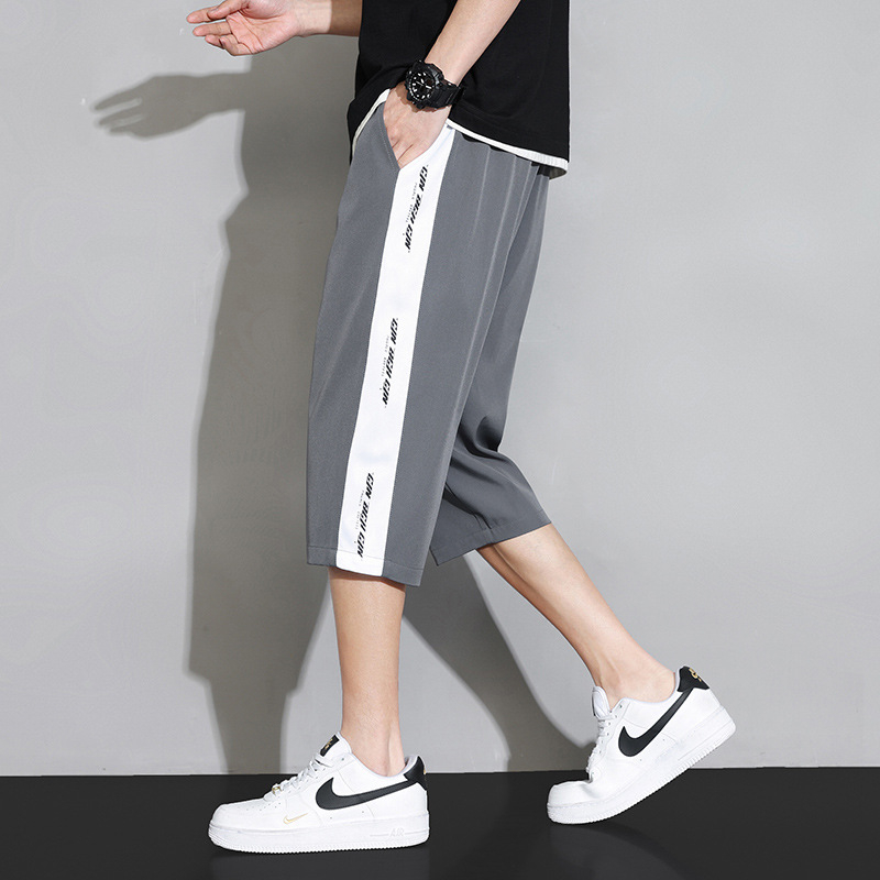 Ice Silk šortky na pláž, voľný strih, rýchloschnúce, letný športovo-uvoľnený štýl (Ice Silk tkanina; skrátená dĺžka; 95% polyester 5% elastán)