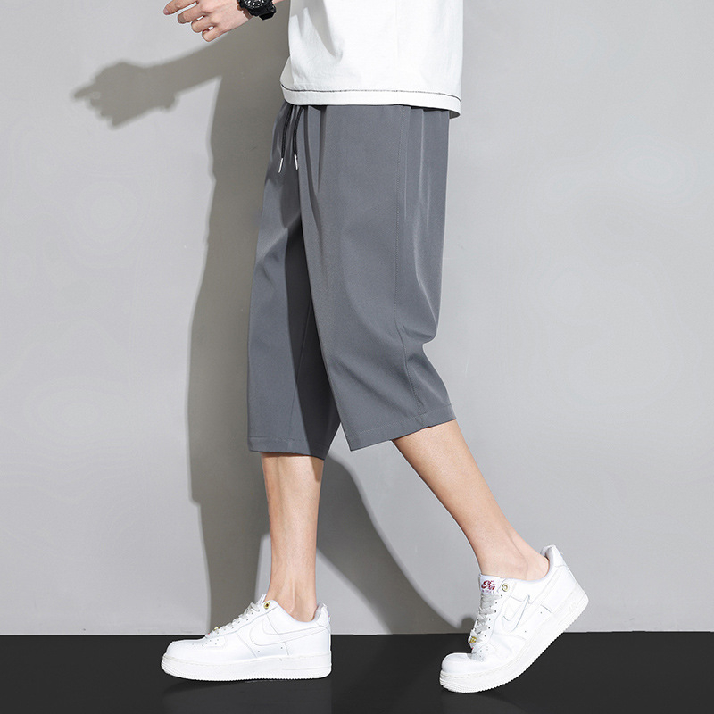 Ice Silk šortky na pláž, voľný strih, rýchloschnúce, letný športovo-uvoľnený štýl (Ice Silk tkanina; skrátená dĺžka; 95% polyester 5% elastán)