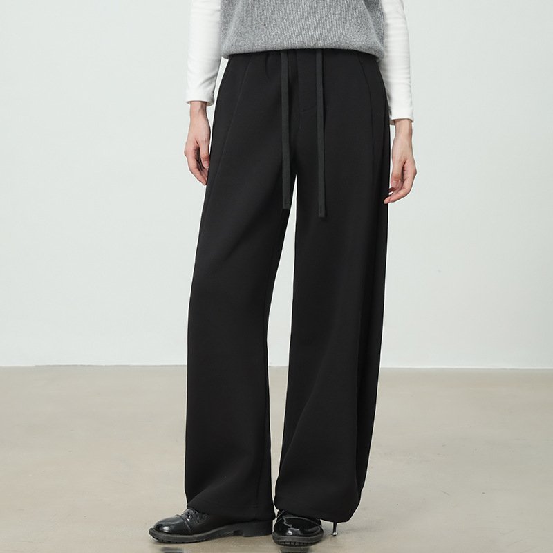 Ženske ležerne široke hlače s visokim strukom, duge, 70% pamuk / 30% poliester, japansko-korejski casual stil