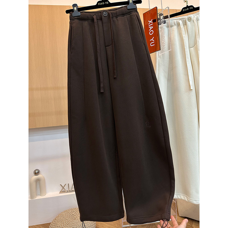 Ženske ležerne široke hlače s visokim strukom, duge, 70% pamuk / 30% poliester, japansko-korejski casual stil