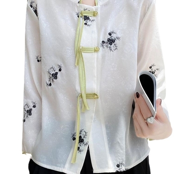 Dámske top v čínskom štýle Tang s výšivkou, polyester, leto 2023, obsah polyesteru 80-90%